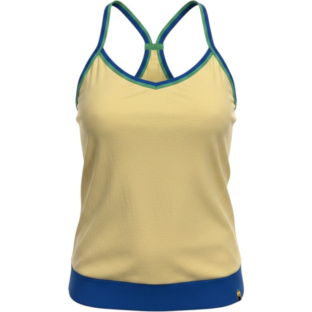 Joe Boxer Yellow Racerback Tank‎ Top Women's Large Blue Green Trim 100% Cotton